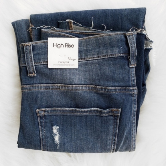 Sneak Peek Denim - NEW HIGH RISE Flare Two Tone Raw Hem Jean